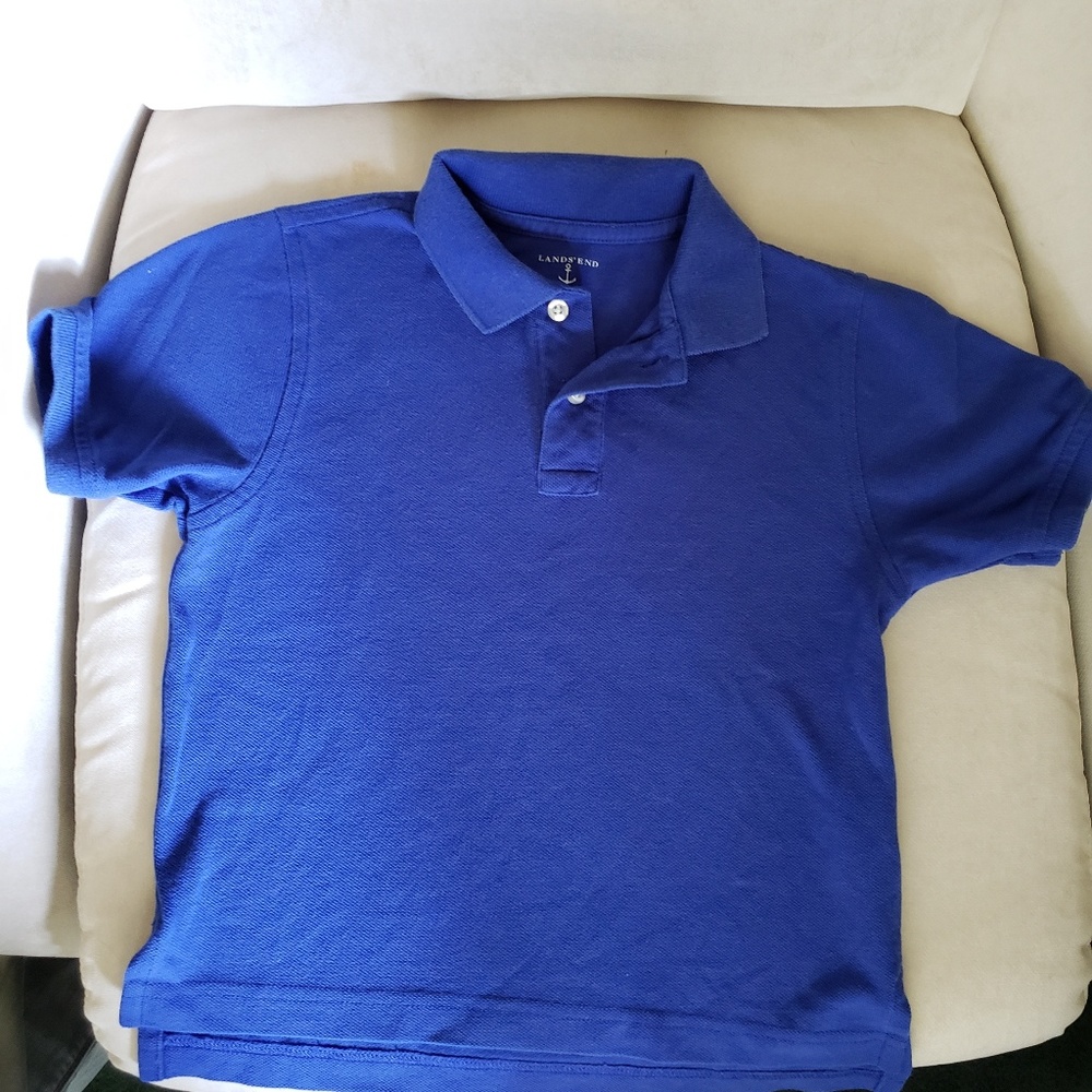 Lands End Blue unisex cotton polo 5-6